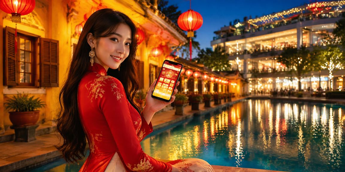 Người dùng sử dụng ứng dụng 10100 trên điện thoại tại Hội An